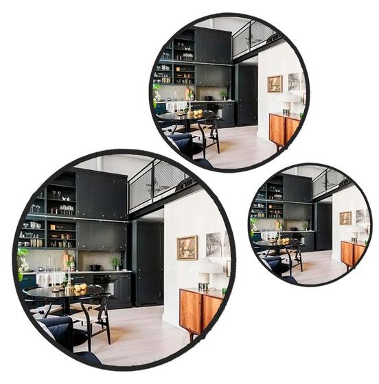 Kit Trio 3 Espelho Com Borda MDF Decorativo Vidro Lapidado Redondo Suspenso Banheiro Sala Quarto Cozinha 30x40x50 Menor preço em Kit Trio 3 Espelho Com Borda MDF Decorativo Vidro Lapidado Redondo Suspenso Banheiro Sala Quarto Cozinha 30x40x50