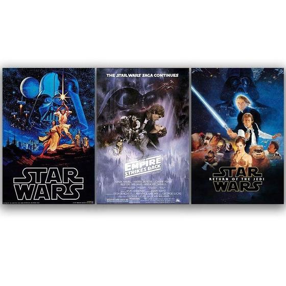 Imagem de Kit Trio 3 Poster Decorativo A3 Brilhante Star Wars 4,5,6