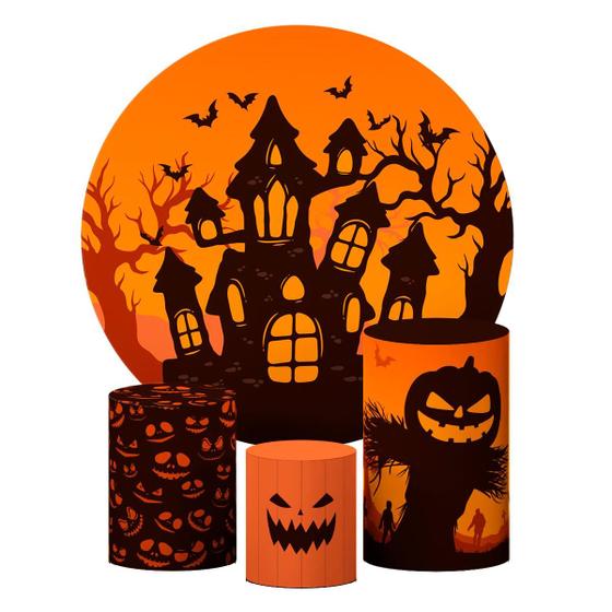 Imagem de Kit Trio Capas Cilindro Halloween + Painel Sublimado 1,50