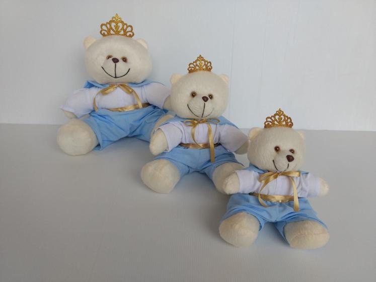 Imagem de Kit Trio De Ursinhos Para Nicho Príncipe Azul Bebê Realeza Coroa  - PolyBaby