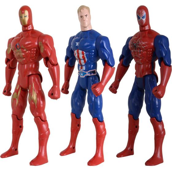 Imagem de Kit Trio Heroís Homem Aranha Capitão America Homem De Ferro