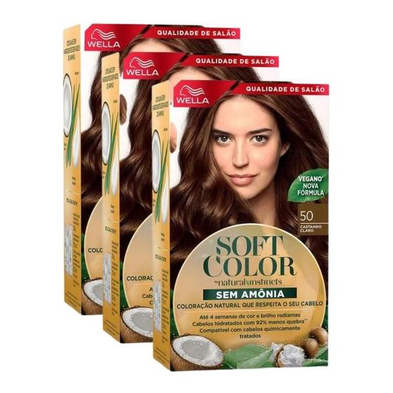 Imagem de KIT TRIO Soft Color Coloração Castanho Claro 50