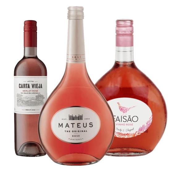 Kit Trio Vinhos Rosés Refrescantes - Kit Divvino Imagem de Kit Trio Vinhos Rosés Refrescantes