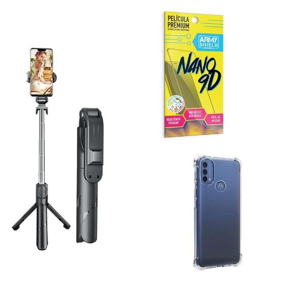 Imagem de Kit Tripé De Selfie + Capinha Motorola E40 + Película 9D