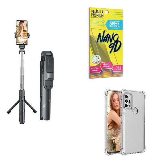 Imagem de Kit Tripé De Selfie + Capinha Motorola G20 + Película 9D