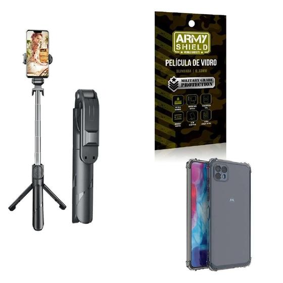 Imagem de Kit Tripé De Selfie + Capinha Motorola G50 5G + Película 3D