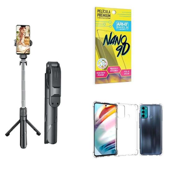 Imagem de Kit Tripé De Selfie + Capinha Motorola G60 + Película 9D