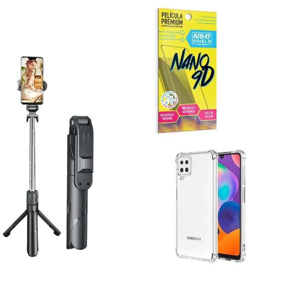 Imagem de Kit Tripé De Selfie + Capinha Samsung A12 + Película 9D