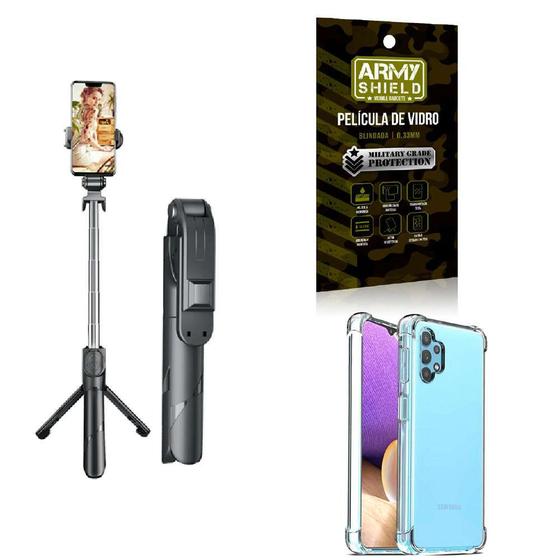 Imagem de Kit Tripé de Selfie + Capinha Samsung A32 5G + Película 3D