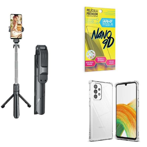 Imagem de Kit Tripé De Selfie + Capinha Samsung A33 + Película 9D