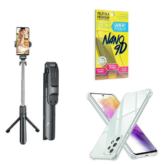 Imagem de Kit Tripé de Selfie + Capinha Samsung A73 + Película 9D