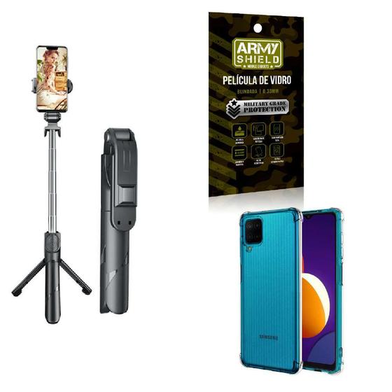 Imagem de Kit Tripé de Selfie + Capinha Samsung M12 + Película 3D