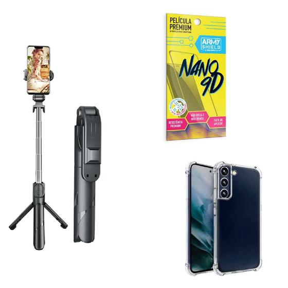 Imagem de Kit Tripé de Selfie + Capinha Samsung S23 + Película 9D