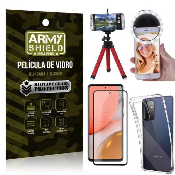 Imagem de Kit Tripé Flex + Flash Ring Galaxy A72 + Capa + Película 3D