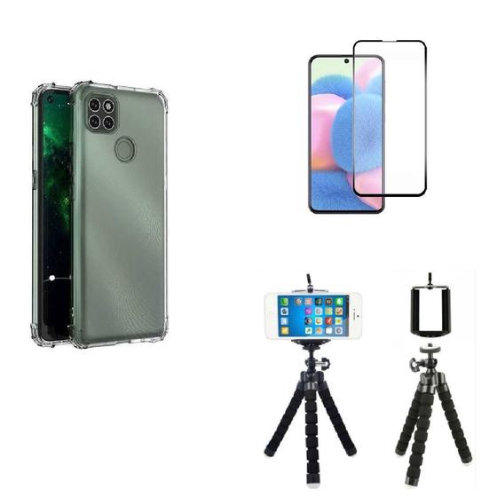 Imagem de Kit Tripé Motorola Moto G9 Power + Capa + Película De Vidro 3D