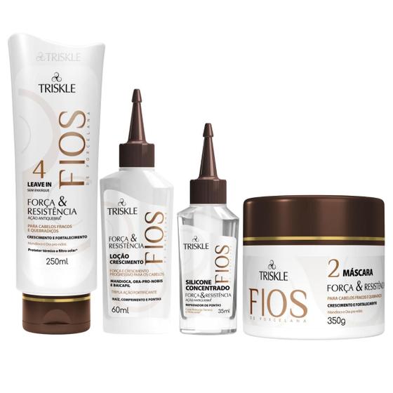 Imagem de Kit Triskle Força Resistência Cabelos Fracos Quebradiços + Leave-In 250ml 4 Itens