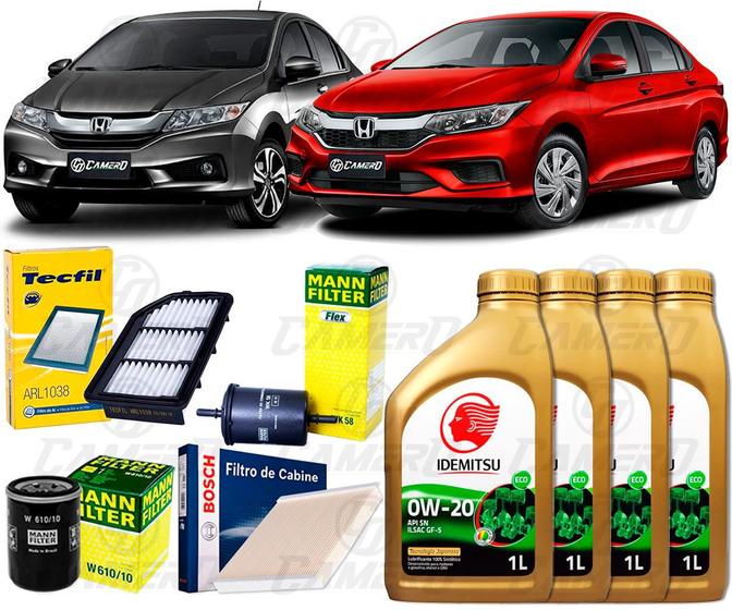 Kit Troca De Óleo 0w20 e Filtros Honda City 1.5 2015 2016 2017 2018 ...