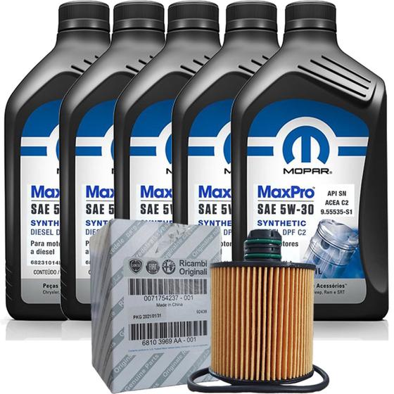 Kit Troca De Óleo 5w30 Mopar MaxPro 100% Sintético Toro Renegade Compass 2.0 Turbo Diesel Menor preço em Kit Troca De Óleo 5w30 Mopar MaxPro 100% Sintético Toro Renegade Compass 2.0 Turbo Diesel