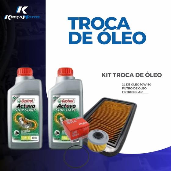 Imagem de Kit troca de óleo e filtro (2l de óleo castrol 10w-30 + filtro de óleo wega + filtro de ar smartfox