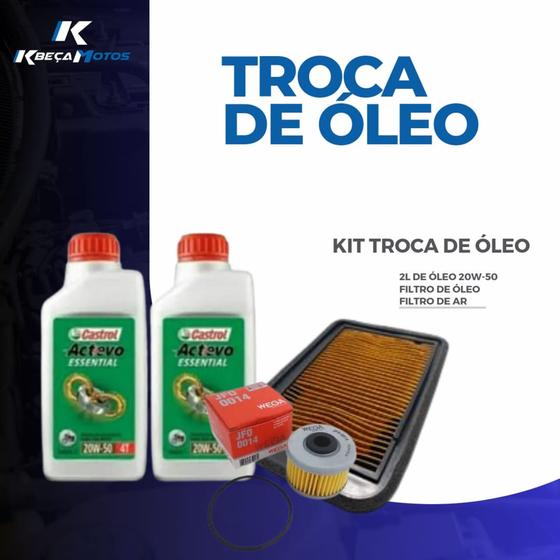 Imagem de Kit troca de óleo e filtro (2l de óleo castrol 20w-50 + filtro de óleo wega + filtro de ar smartfox