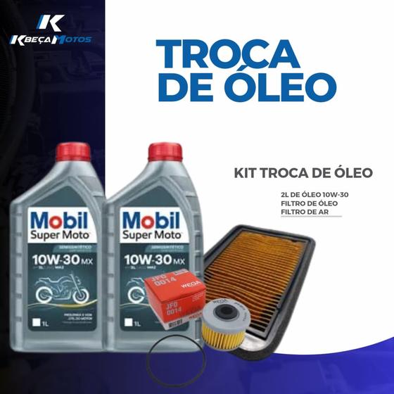 Imagem de Kit troca de óleo e filtro (2l de óleo mobil 10w-30 + filtro de óleo wega + filtro de ar smartfox