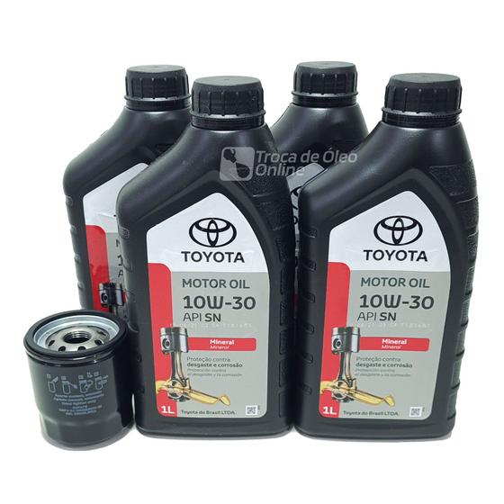 Imagem de Kit Troca de Óleo Toyota Etios 1.3/1.5 Flex 2012-2015 - 4 LT Toyota 10w30 + Filtro de oleo