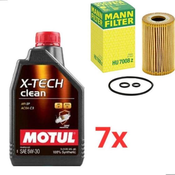 Imagem de Kit Troca Óleo Amarok 2.0 7l Motul X-tech Clean 5w30 E Mann