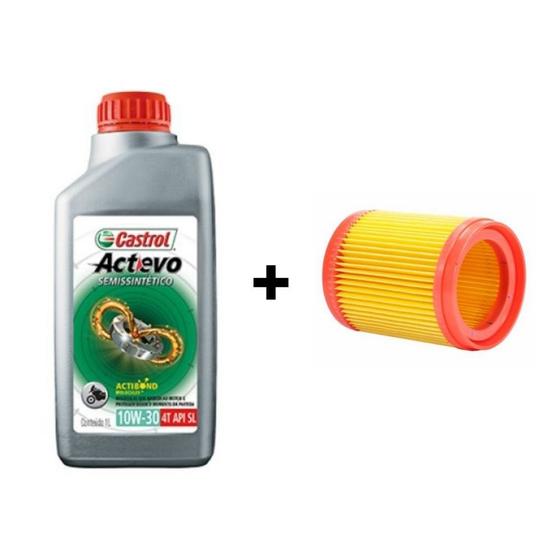 Imagem de Kit Troca Óleo Castrol 10w30 + Filtro Ar Moto Cg 150 2004-08