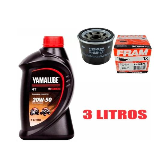 Imagem de Kit Troca Oleo E Filtro Yamaha Xj6 Fazer 600 Yamalube 20w50