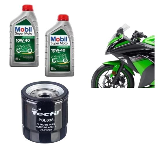 Imagem de Kit Troca Oleo+filtro Kawasaki Ninja 300 Mobil 10w-40