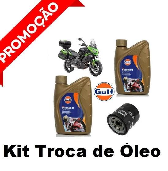 Imagem de Kit Troca Óleo Gulf 10W40 100% Sintético Kawasaki Versys 650