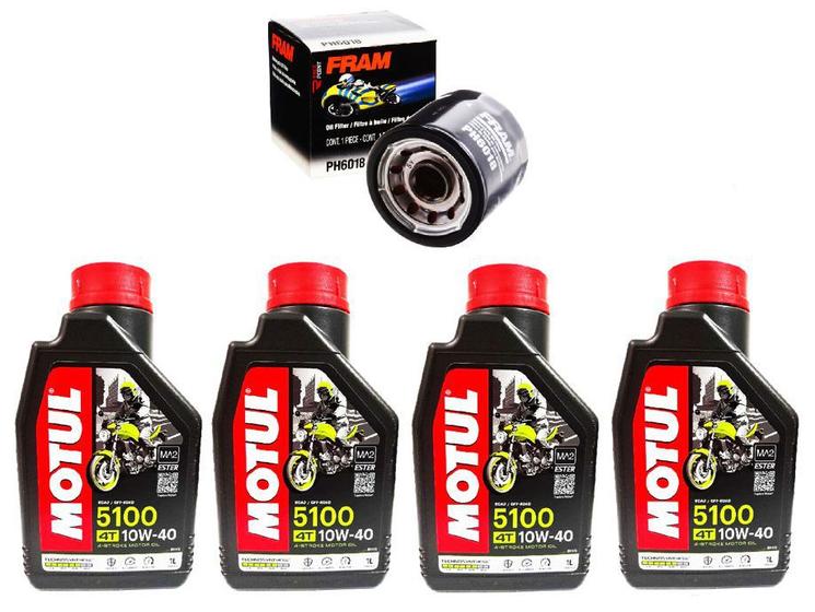 Kit Troca Óleo Hayabusa 1300 Motul 5100 10w40 4 Litros + Filtro PH6018 Menor preço em Kit Troca Óleo Hayabusa 1300 Motul 5100 10w40 4 Litros + Filtro PH6018