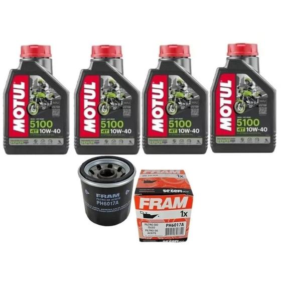 Imagem de Kit Troca Óleo Motul 5100 10w40 4l + Filtro Z 900 Kawazaki