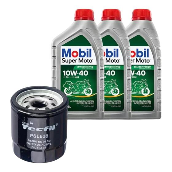 Imagem de Kit Troca Oleo Z300 Versys Ninja 300 Mobil 10w40 + Filtro