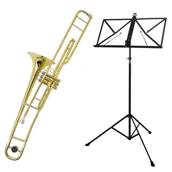 Imagem de Kit Trombone de Pisto TB 200P New York + Estante de Partitura S2