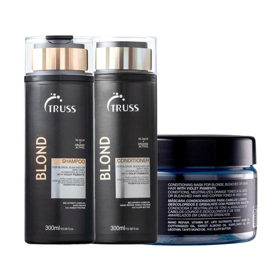 Imagem de Kit Truss Blond Shampoo 300ml + Condicionador 300ml + Máscara 180g