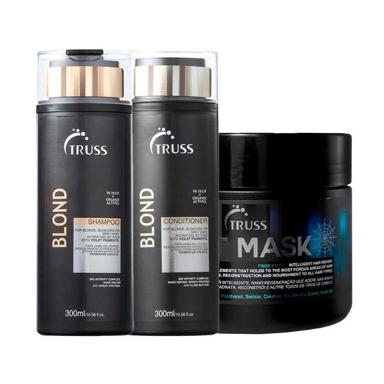 Imagem de Kit Truss Blond Shampoo 300ml + Condicionador 300ml + Máscara de Reconstrução Net 550g