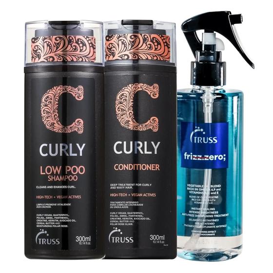 Imagem de Kit Truss Curly - Shampoo Low-Poo 300ml + Condicionador 300ml + Frizz Zero 260ml