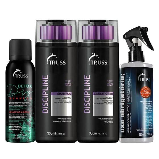 Kit truss discipline + uso obrigatorio + dry shampoo a seco 4 produtos Kit de Tratamento para
