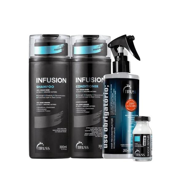 Imagem de Kit Truss Infusion Shampoo e Condicionador Uso Obrigatorio e Ampola Shock Repair (4 produtos)