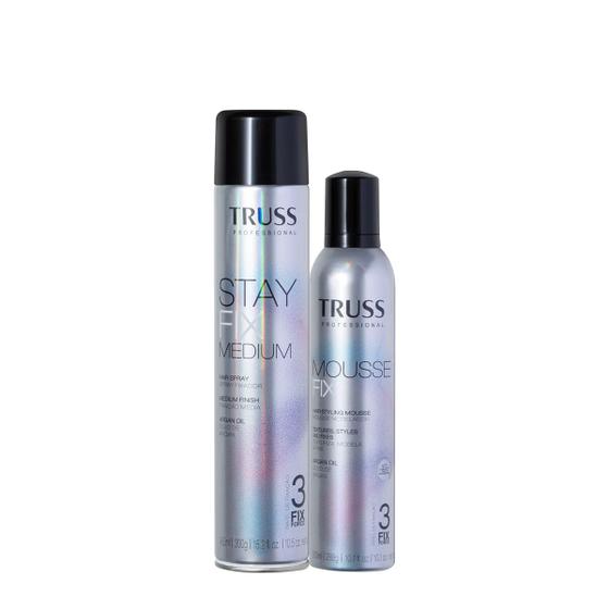 Imagem de Kit Truss Mousse Fix Mousse Modelador e Shine Fix Medium Spray Fixador (2 produtos)