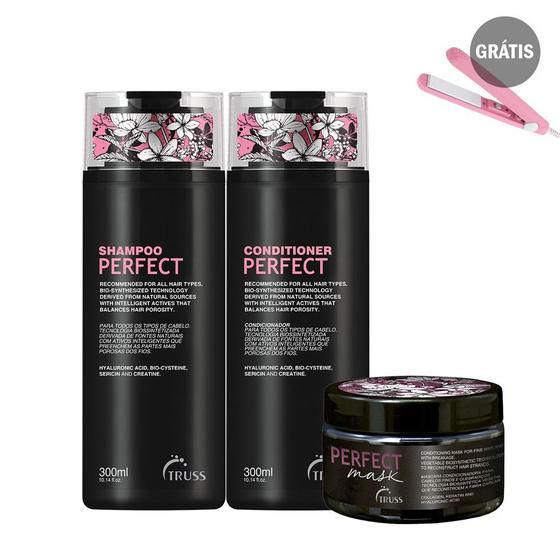 Imagem de Kit truss perfect shampoo + cond + máscara + chapinha 4 itens