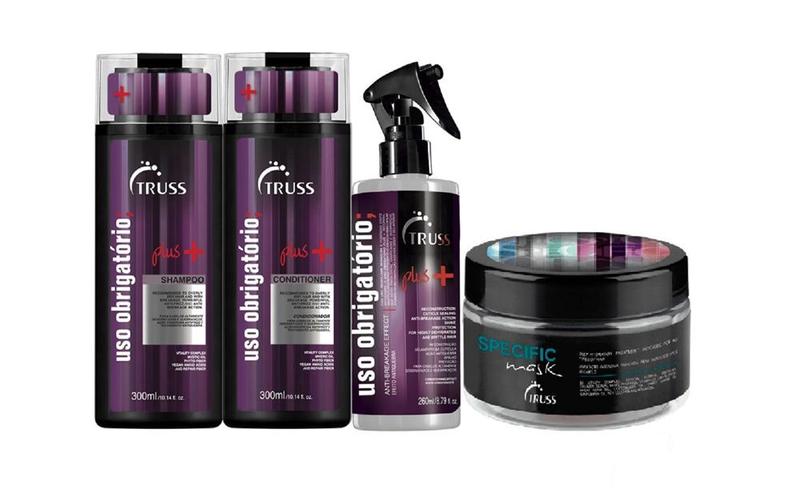 Imagem de Kit truss plus+ shampoo + cond + uso obrigatorio plus+ e specific mask 4 itens