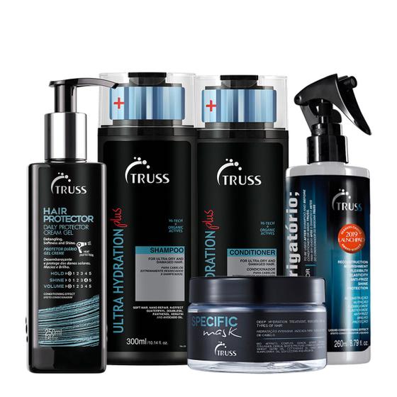 Imagem de Kit Truss Ultra Hydration Plus Shampoo Condicionador Specific Máscara Uso Obrigatório e Hair Protector (5 produtos)