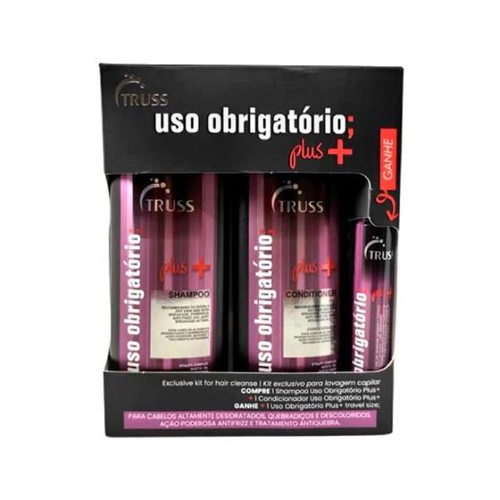 Imagem de Kit Truss Uso Obrigatório Plus+ - Shampoo 300ml e Condicionador 300ml e Leave-in 30ml