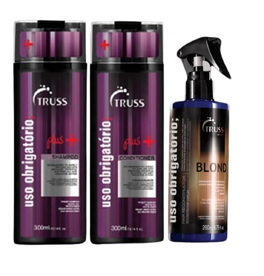 Imagem de Kit truss uso obrigatorio plus+  shampoo + condicionador + uso obrigatorio blond