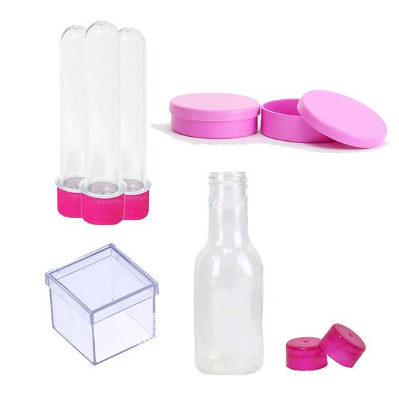 Imagem de Kit Tubete Latinha Caixinha 4X4 Garrafinhas 50Ml Pink