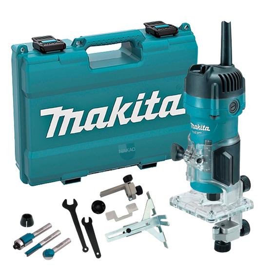 Imagem de Kit Tupia 6mm 530 Watts M3700B Makita e 3 Fresas e Pinça 1/4 Pol e Maleta