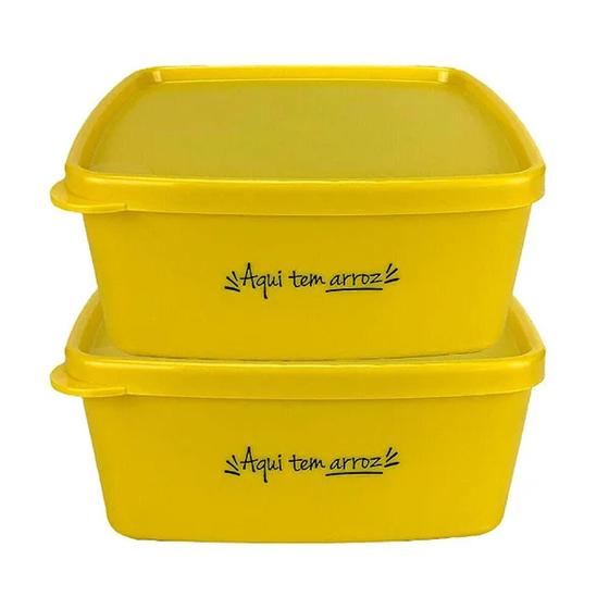 Imagem de Kit Tupperware Jeitosinho Aqui tem Arroz 400ml Amarelo 2 peças