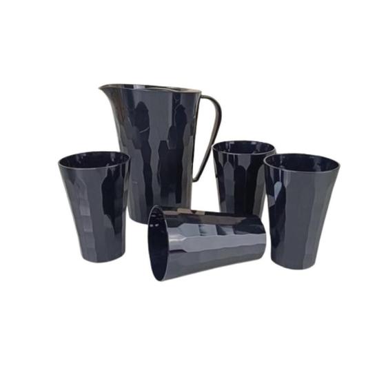Imagem de Kit Tupperware Prisma Jarra de Suco com 4 copos Onix Policarbonato